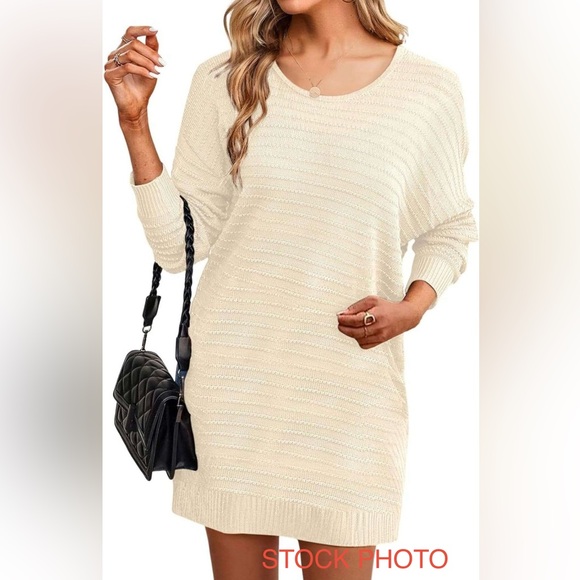 Dokotoo Sweaters - Chic Cream Knit Sweater Dress